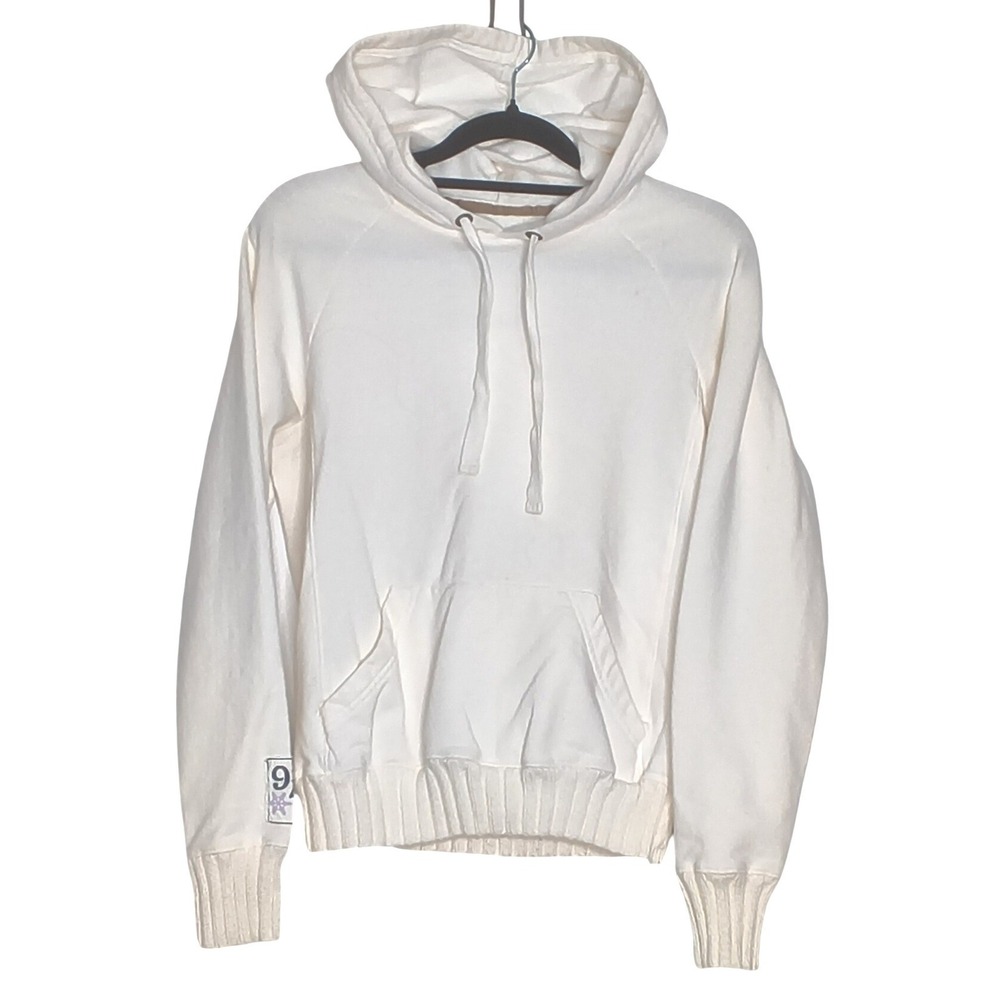 Old Navy Hoodie Womens Small Cream Saratoga Springs Graphic‎ Pullover Sweatshirt